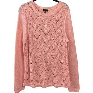 Talbots Pink Openwork Crewneck Sweater